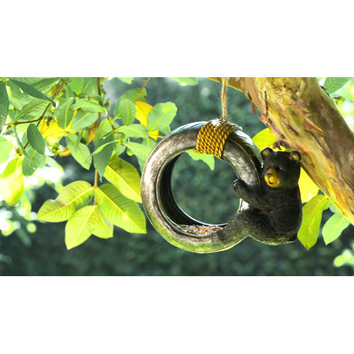 Loon Peak® Shoup Bear Swinging on Tire Decorative Bird Feeder & Reviews